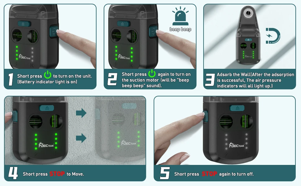 Grüner Laser Level Decteam Elektrischer Bohrstaubsammler 3-in-1-Wandsauger mit Saugfunktion, Vakuumbox, Reinigungswerkzeug, Laserhalterung PQH05G – Detail 6