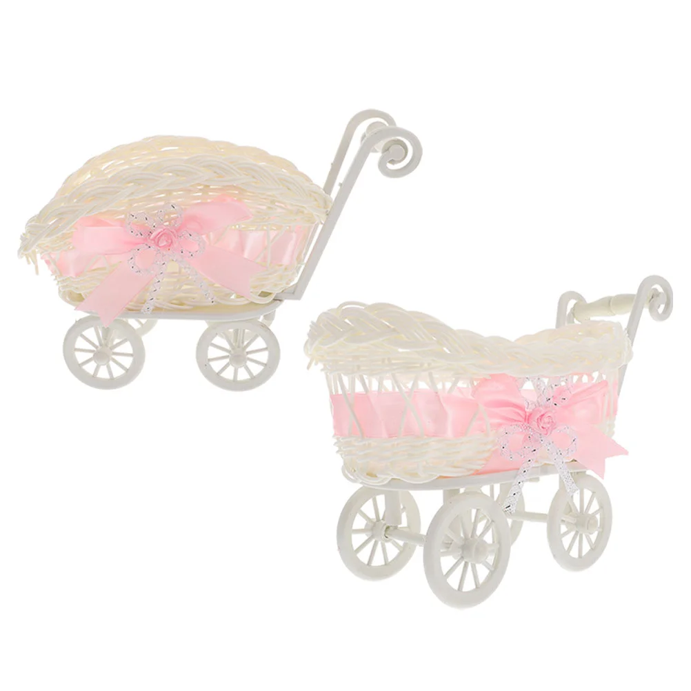 

2 Pcs Wicker Stroller Party Woven Baskets Chocolate Serving Hamper Containers for Food