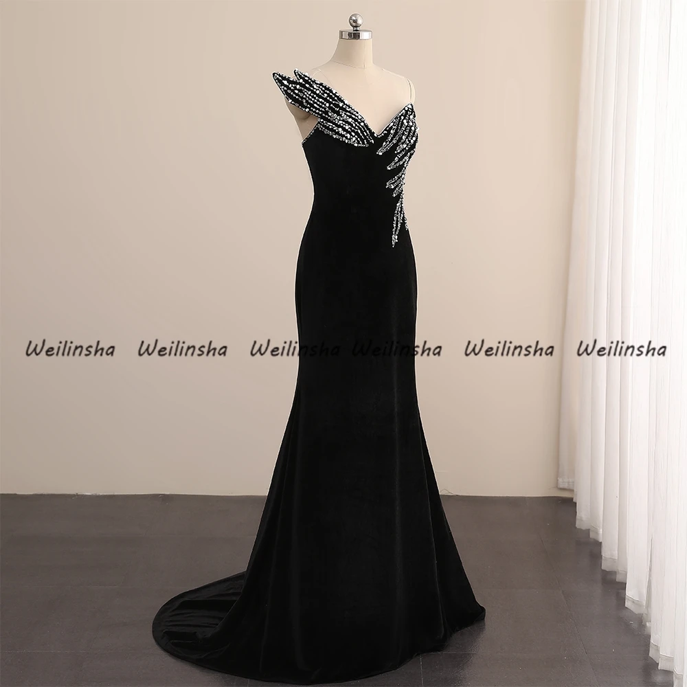 Customized Weilinsha Fashion New Evening Dresses Black  Shot Sleeveless Prom Gowns Mermaid Women's Dress Vestidos De Fiesta 2022