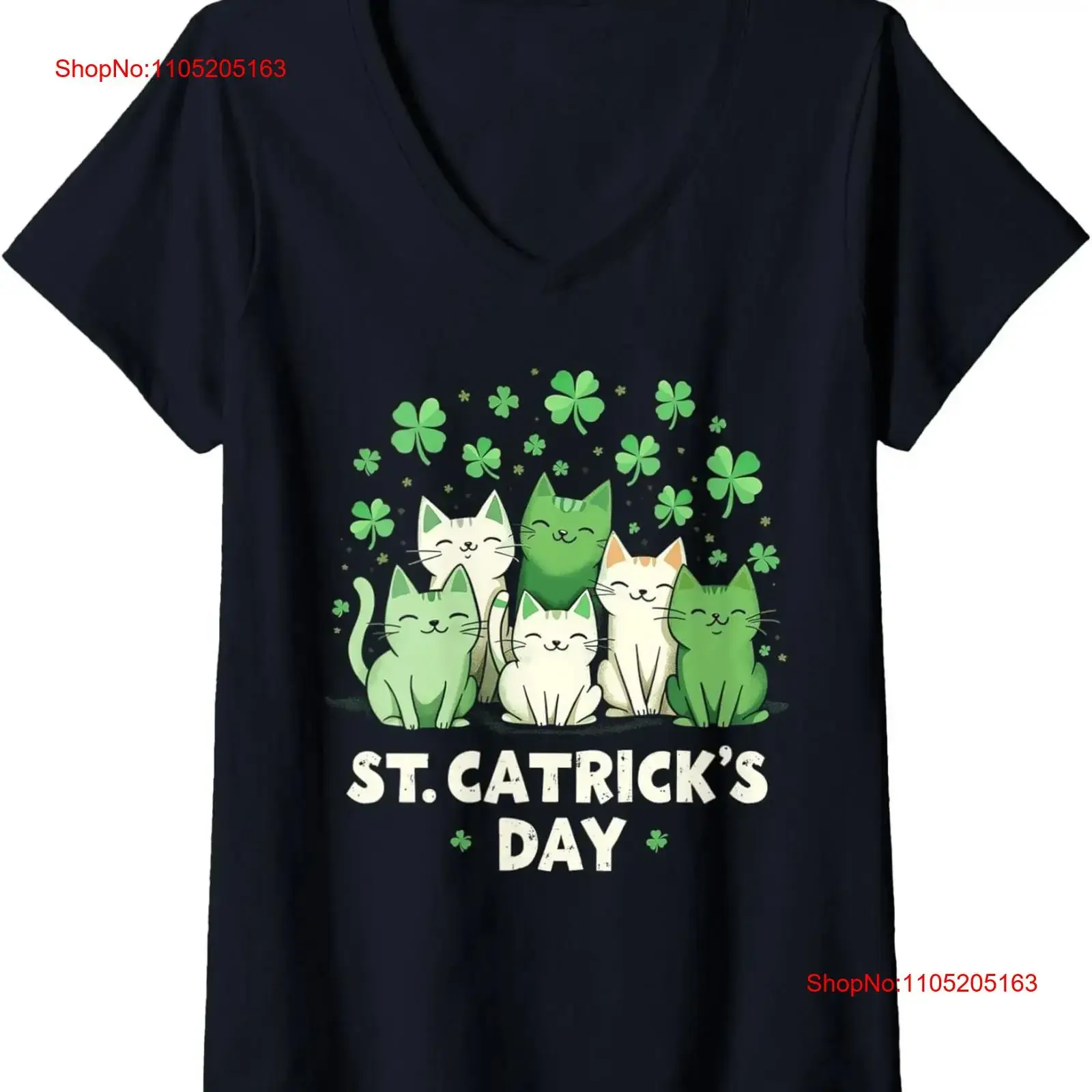 Cute St Patricks Catricks Day Cats Funny Saint Pattys Ladies' O Neck T Shirt vintage Washed Casual designer clothes fashion