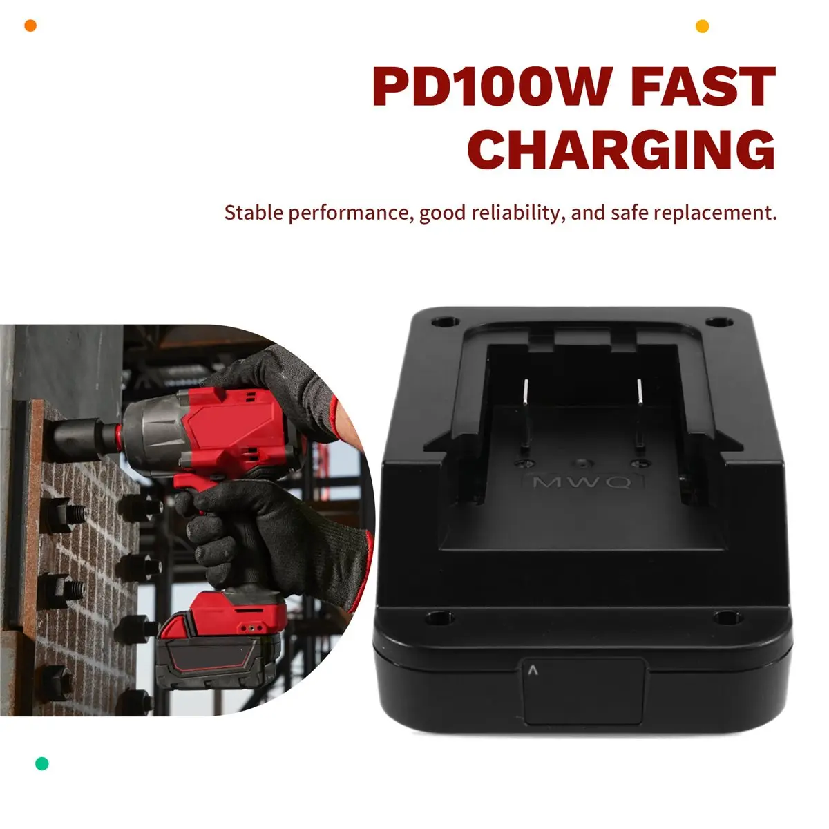 DT81 For Milwaukee 18V-21V Battery to V-Type Solar Panel Converter PD100W Fast Charging High-Efficiency Lighting