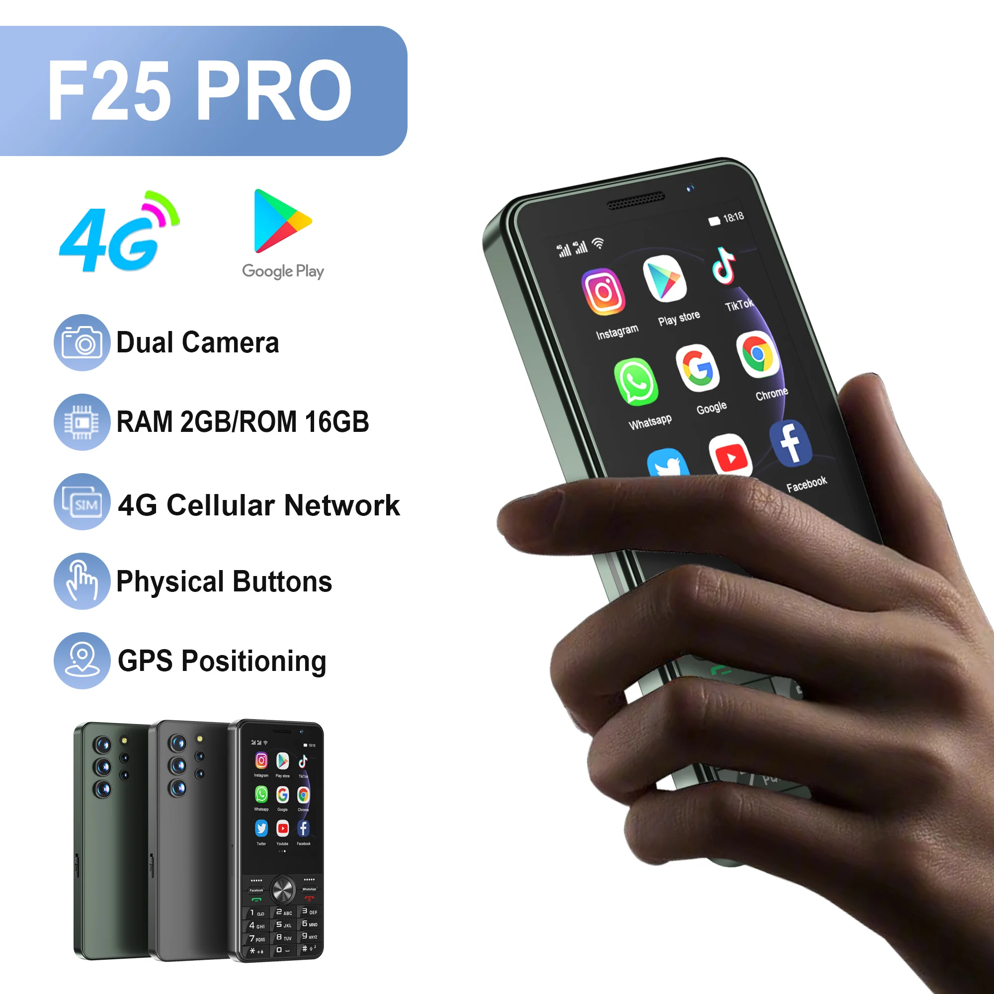 SERVO F25 PRO Touch Screen 4G Android Smartphone 3.5Inch Dual Camera MTK6737 GPS 2500mAh Battery Type-C Google Play Mobile Phone