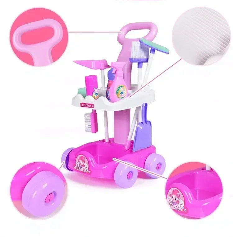 Ceinture de nettoyage électronique pour enfants, lumière et son, ensemble d'outils pour aspirateur, voiture, maison de jeu, jouet, cadeau d'anniversaire pour fille, développer des bonnes habitudes