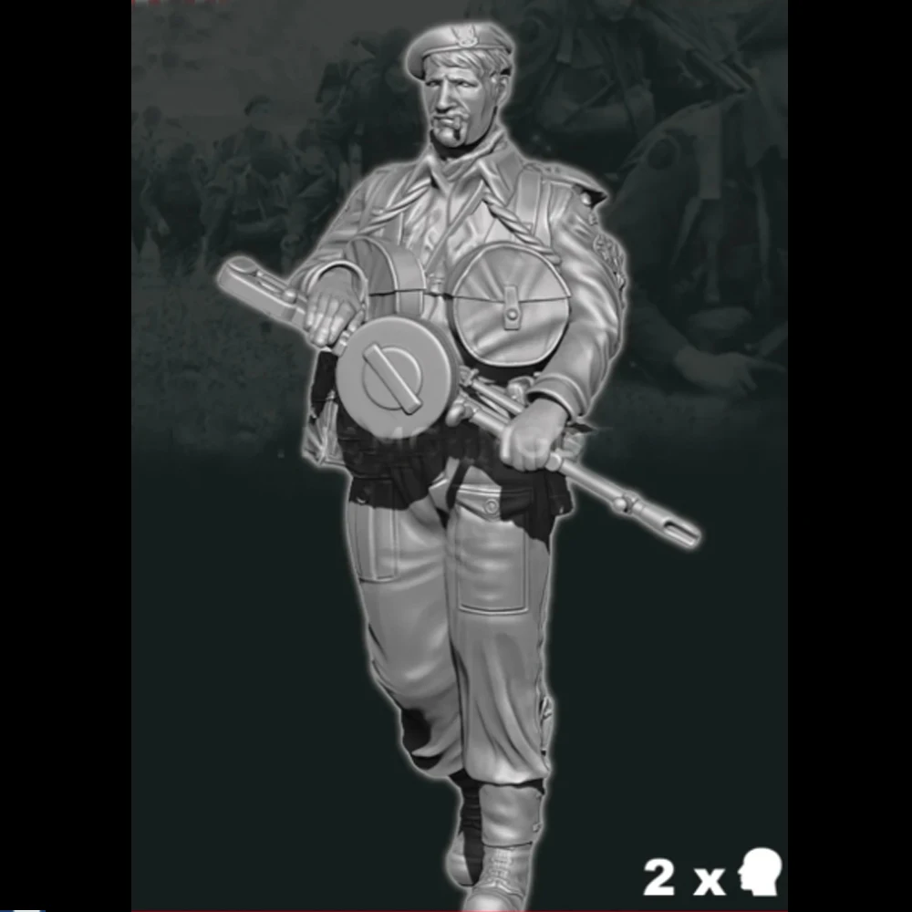 1/35 French Commando Kieffer Marching No.9, Resin Model figure soldier, WW2 Military themes, Unassembled and unpainted kit