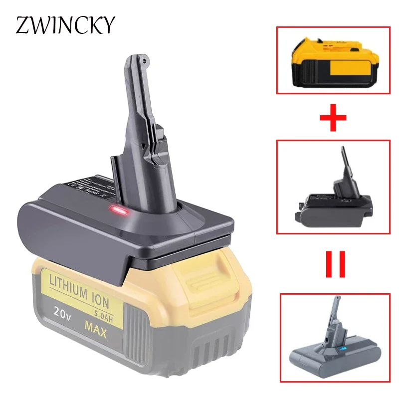 ZWINCKY Battery Adapter for Dewalt 18V 20V Lithium Battery Converted to Replace for Dyson Battery Use for Dyson V7 V8 Serie