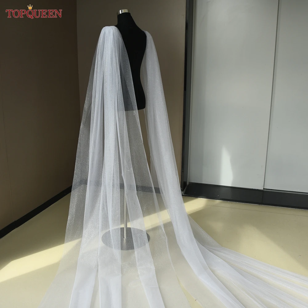 TOPQUEEN Detachable Glitter Tulle Shawl 2 Pack Bridal Wing Veil Wedding Accessories Glitter Tulle Wings Beautiful Shoulders Vg52