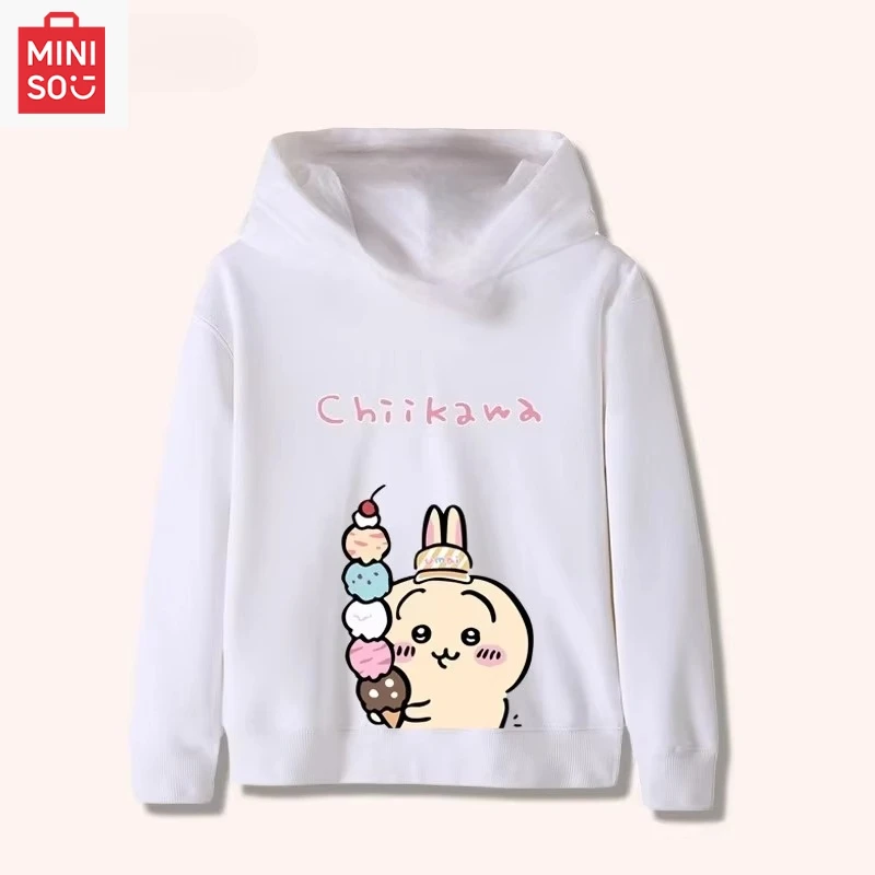 

Детский свитер с капюшоном и длинными рукавами с капюшоном из мультфильма Ji Ka Wa, осенне-зимний пуловер в студенческом стиле для мальчиков и девочек