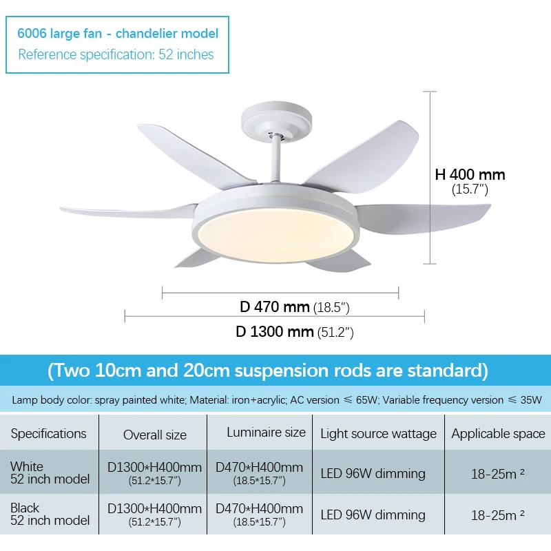 8M Fan Light Nordic LED Ceiling Fan Light Modern Minimalist Restaurant, Living Room, Bedroom Commercial Electric Fan