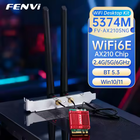 FENVI Wi-Fi 6E AX210 M.2 WiFi Card Kit BT 5.3 Tri Band 2.4G/5Ghz/6Ghz 5374Mbps 802.11AX Wireless Network Card Laptop PC Win10/11