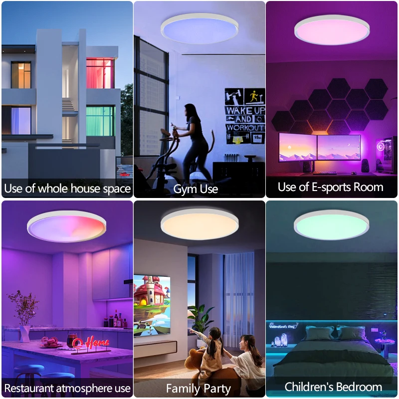 MARPOU Tuya APP Intelligent Ceiling Light WIFI Bluetooth RGB+CW APP Remote Control 220V Bedroom Living Room Home Light Two Model