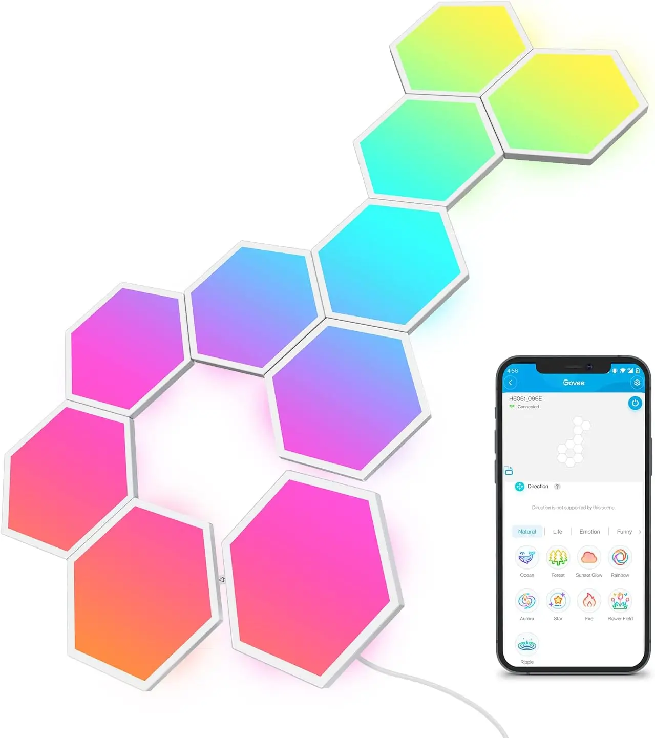 Glide Hexa Light Panels, RGBIC Hexagon LED Wall Lights, Wi-Fi Smart Home Decor Creative Wall Lights with Music Sync, Works with