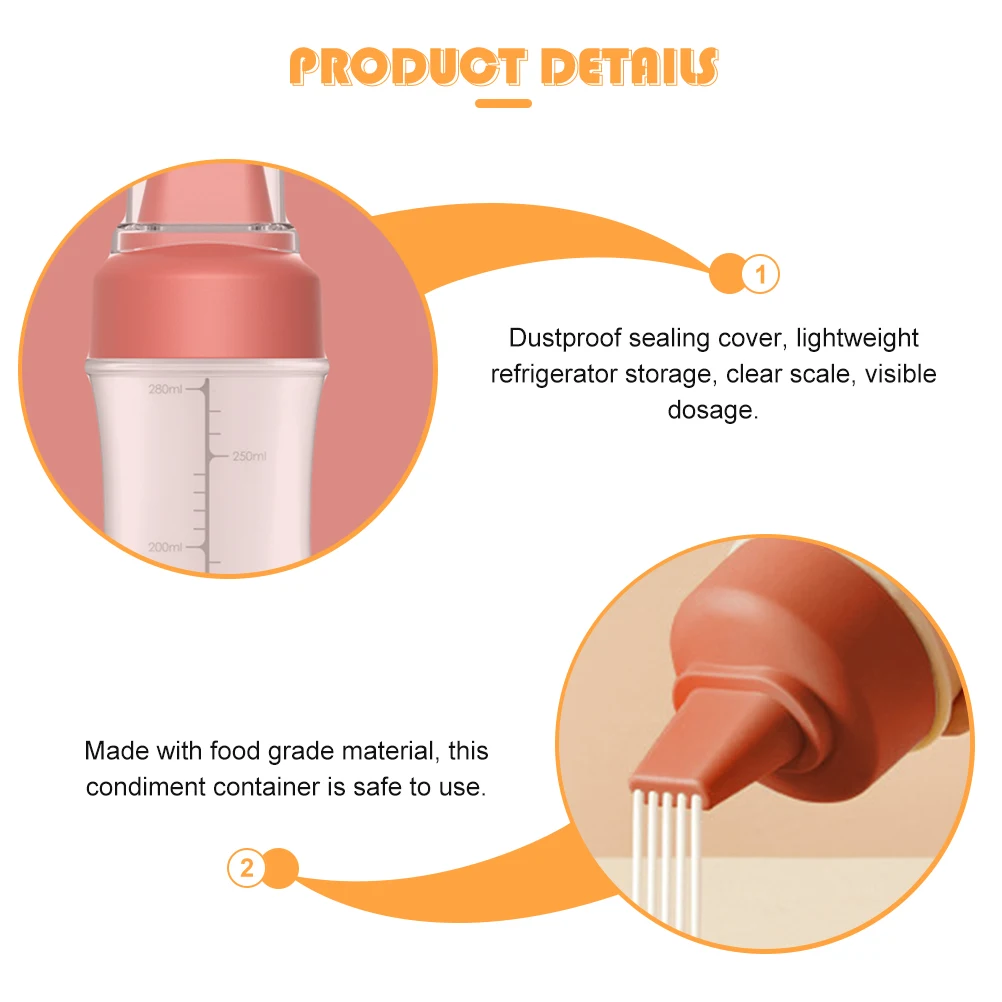 

Squeeze Bottle Plastic Sauce Dispenser 5-Hole Clear Scale Sealing Cover Leakproof Condiment Squeeze Bottle Food Grade Syrup