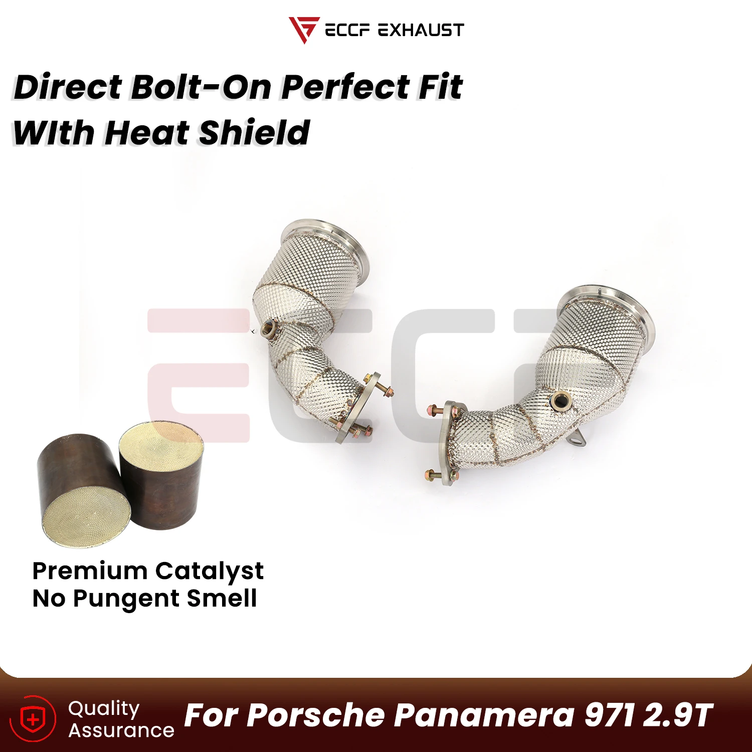 

Sporty Downpipe With Heat Shield For Porsche Panamera 971 2.9T Aggressive Exhaust Sound Plug and Play Upgrade Performance
