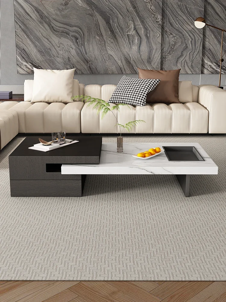 Italian Rock Slab Coffee Table Simple Modern High-end Small Apartment Living Room Home Large Flat-floor Villa 2024 New