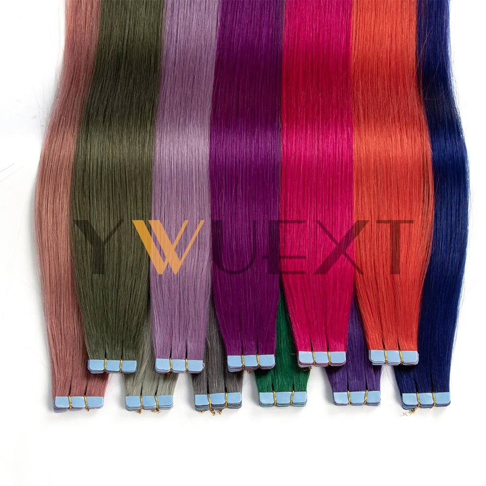 شريط صغير في الشعر البشري بألوان فاخرة 12-20 بوصة وصلات شعر شريطية طبيعية مستقيمة لتصفيفة الشعر في المخرج #4