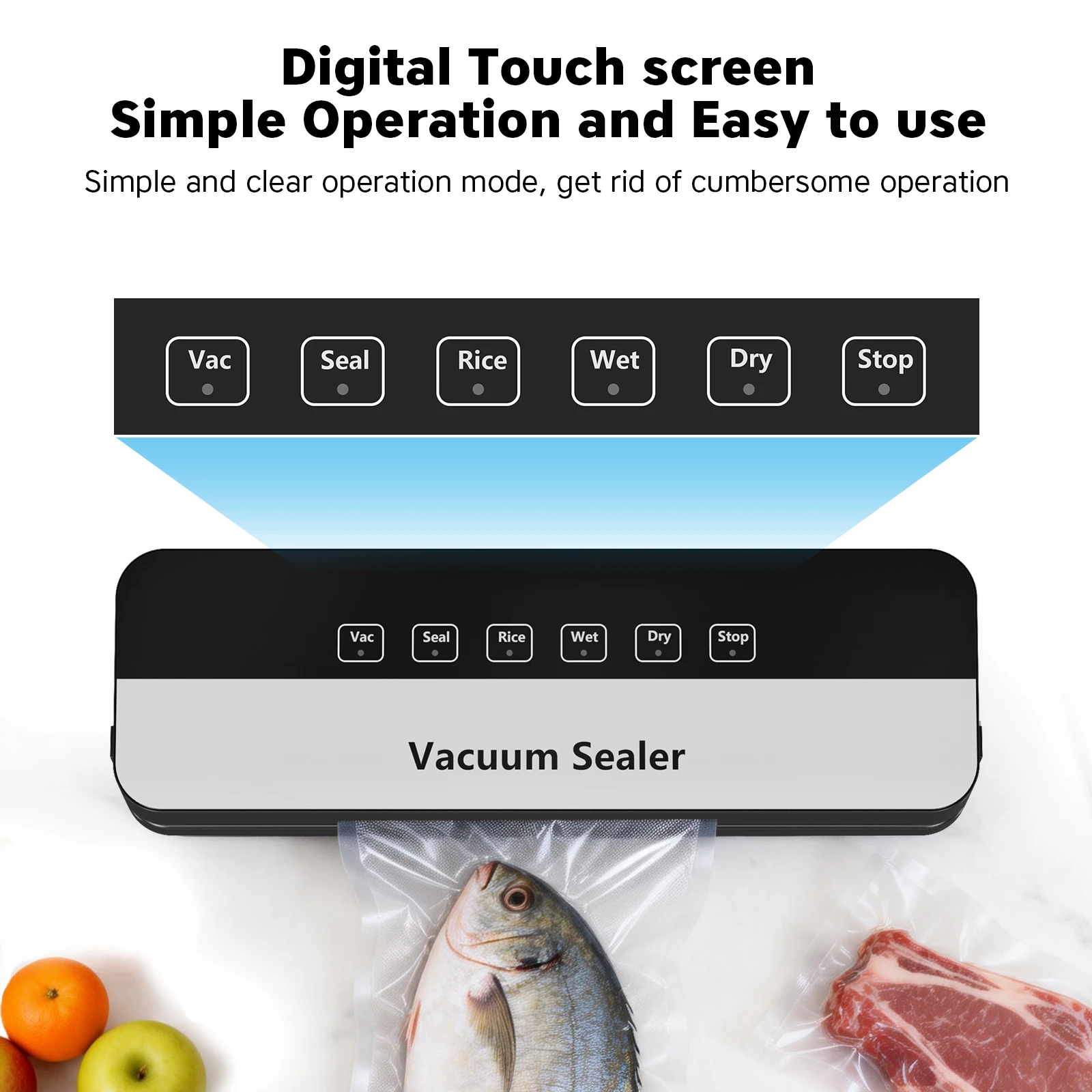 

Compact Household Vacuum Sealing Machine - 50Kpa Strong Suction with 20 Free Seal Bags for Meat/Fruit/Vegetable