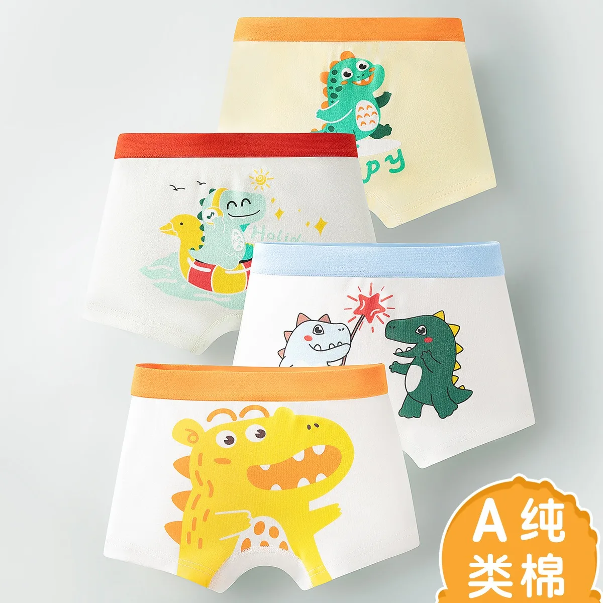 Fiú multipack Dinosaurus mintás 4 pieces/lot Design Gyapot fiúk Bokszoló Sportalsó Gyapot gyerekeknek boxers Lélegezhető gyerekek Alsónadrág