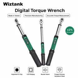 Wiztank Digital Torque Wrench Et Reversible Quick Release Ratchet Wrench Spanner 1/4 3/8 1/2 Inch, 1.5-410nm Bike Car Repair Too