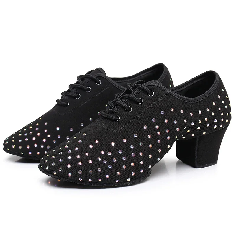 Black Salsa Dance Shoes Men Women Flash Canvas Standard Ballroom Tango Latin Professional Teacher Dance Shoes  Jazz Sneakers