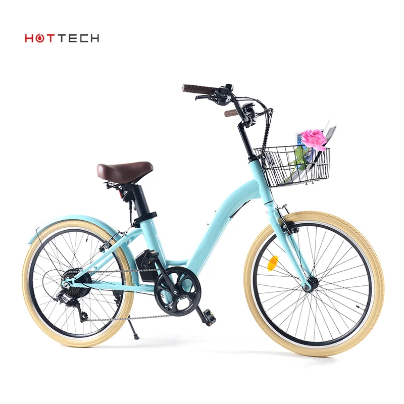 

Hottech 24-Inch Women's Electric Bicycle 7 Speed City Bike 36V Electronic EBike High Speed Brushless Aluminum Alloy Factory