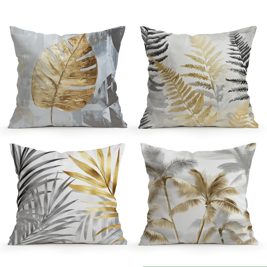Vintage gray and gold leaves Cushions Pillowcase Polyester Cushion Cover Throw Pillow Pillowcover Home Car Sofa Decor