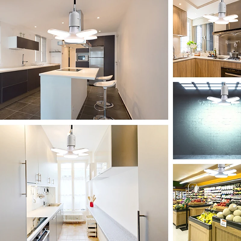 Fan Shape LED Bulb Lamp Foldable Light Bulbs For Home Living Room Warehouse Garage Ceiling Light