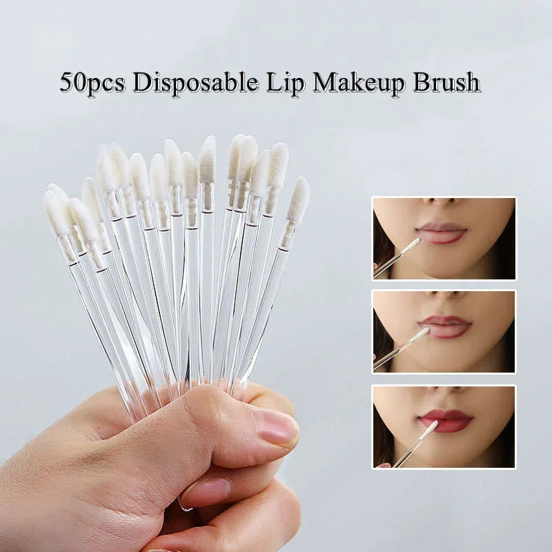 50pcs Makeup Lip Brushes Applicator Lipstick Nail Makeup Tools  Lip Gloss Stick Eyelash Clean Concealer Disposable Acrylic Brush