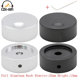 Perilla de AUDIO de 33x13mm, botón de potenciómetro de CONTROL de volumen de aluminio sólido mecanizado para reproductor de CD, amplificador de altavoz DAC DIY, 1 unidad