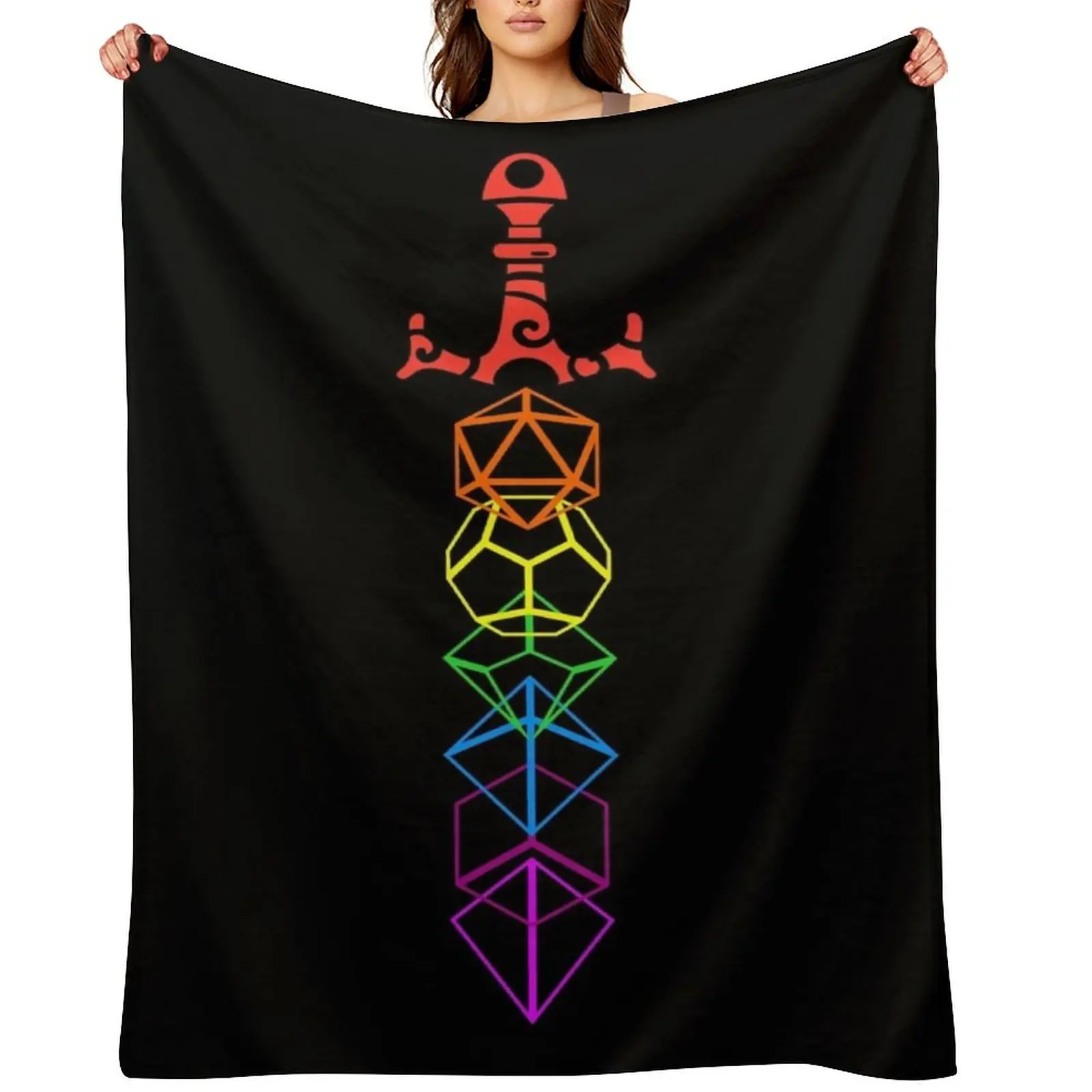 

Dice Sword Rainbow Tabletop RPG Gaming Throw Blanket Travel Extra Large Throw Luxury Beautifuls Blankets