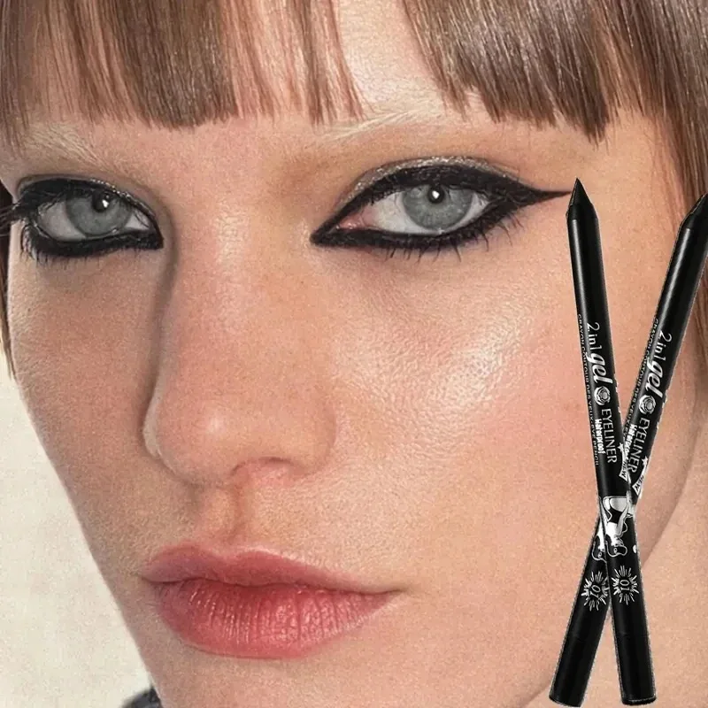 Matte Black Eyeliner Lip Liner Gel Pencil 2in1 Waterproof Lasting No Blooming Easy To Wear Blue Brown White Eyeliner Eyes Makeup