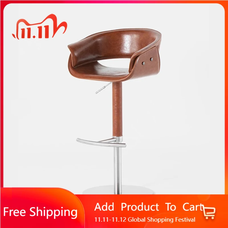 

Design Barber Bar Stools Leather Height Nordic Office Barstools Modern Minimalist Ergonomic Relaxing Chaise De Bar Bar Furniture