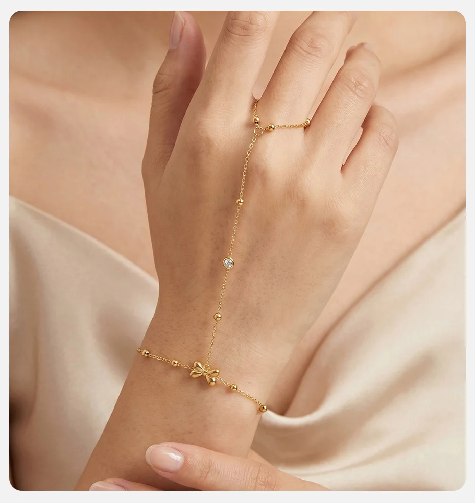 Vnox Boho Imitationsperlen Seestern Muschel Fingerkette Armband Trendiges 18K Vergoldetes CZ Schmetterling Handarmband Strand-Schmuck – Detail 10