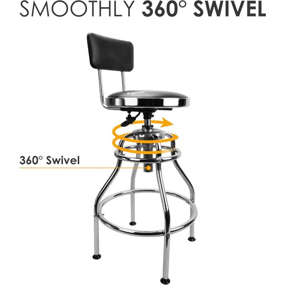 Adjustable Hydraulic Work Stool, Black