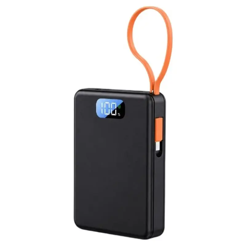 M52K-Solder-Free Battery Case For 4Pcs 18650 Cells, DIY Power Bank Shell Featuring Integrated Type-C Cord Charging Port Black
