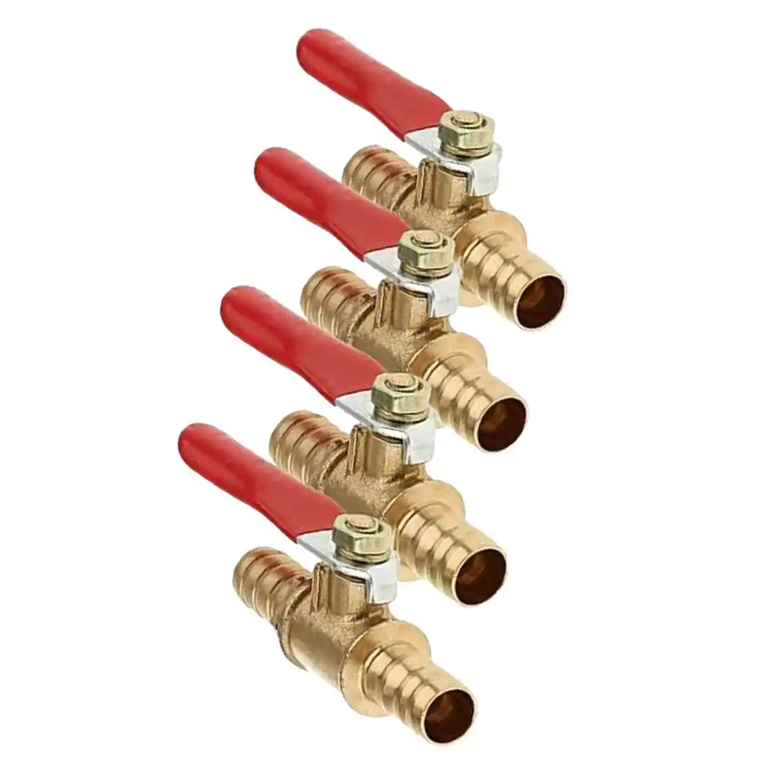 4pcs 8mm Universal Motorcycle Hose Brass Barbed Inline Shut Off Ball Valve Water Air Gas Fuel Tap High Quality image 2