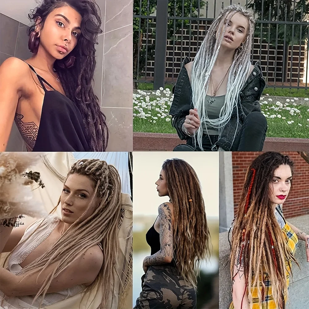 5 akar/pak ekstensi rambut gimbal sintetis wig Ombre rambut kepang crochet 24 inci ekstensi cosplay aksesori rambut Hip hop