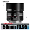 Ttartisan-大口径ポートレートプライムレンズ、APS-C、50mm、f0.95、キヤノンr5、ニコンz5、シグマ、fp、オリンパス、epl2、パナソニックg1、g1 1