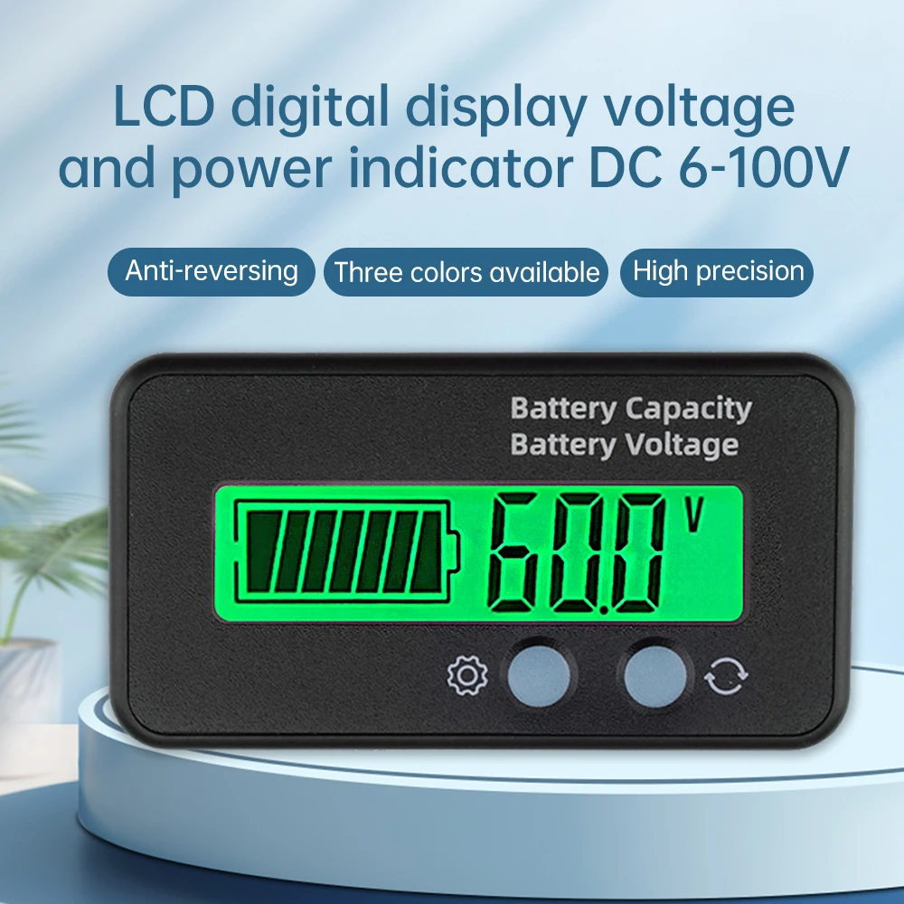 LCD Digital Voltmeter Voltage Meter Tester 12V/24V/36V/48V/60V/72V/84V Lithium Battery Capacity Indicator for Car Motorcycle