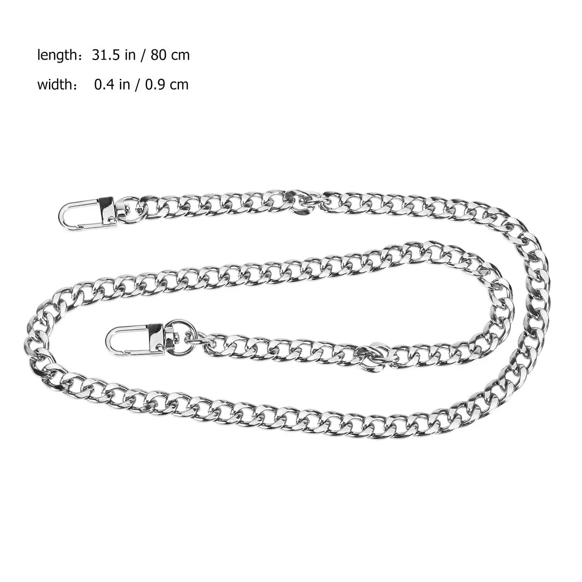 حزام كتف بسلسلة حقيبة معدنية مقاس 80 سم، حزام أنيق قابل للفصل للنساء، حزام حقيبة بديل عبر الجسم