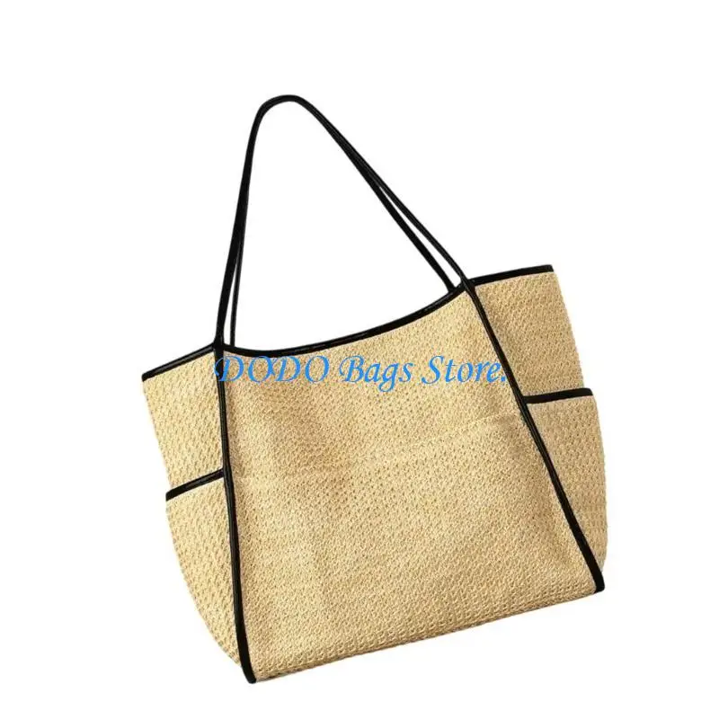 

E8FB Large Capacity Beach Bag Shoulder Handbag For Summer Adventures And Everyday Use