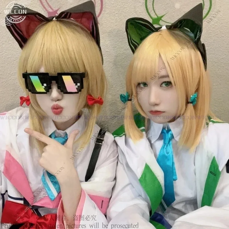 hhh 2025 أنيمي الأزرق الأرشيف لعبة موموي سايبا ميدوري تأثيري حلي شعر مستعار سترة معطف هالوين حفلة كرنفال الزي Headwea