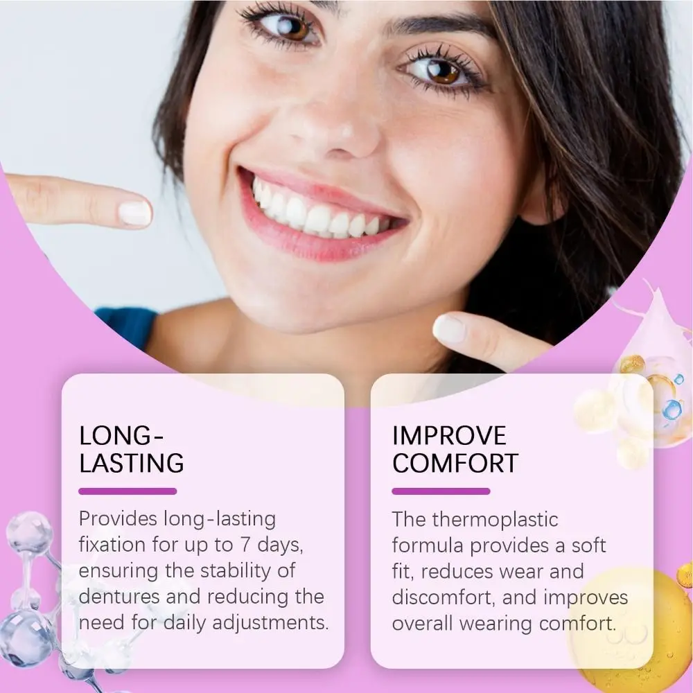 

Seamless Fit Dental Adhesive Comfortable Reusable Denture Fixation Adhesive Oral Health Care Thermoplastic Denture Adhesive