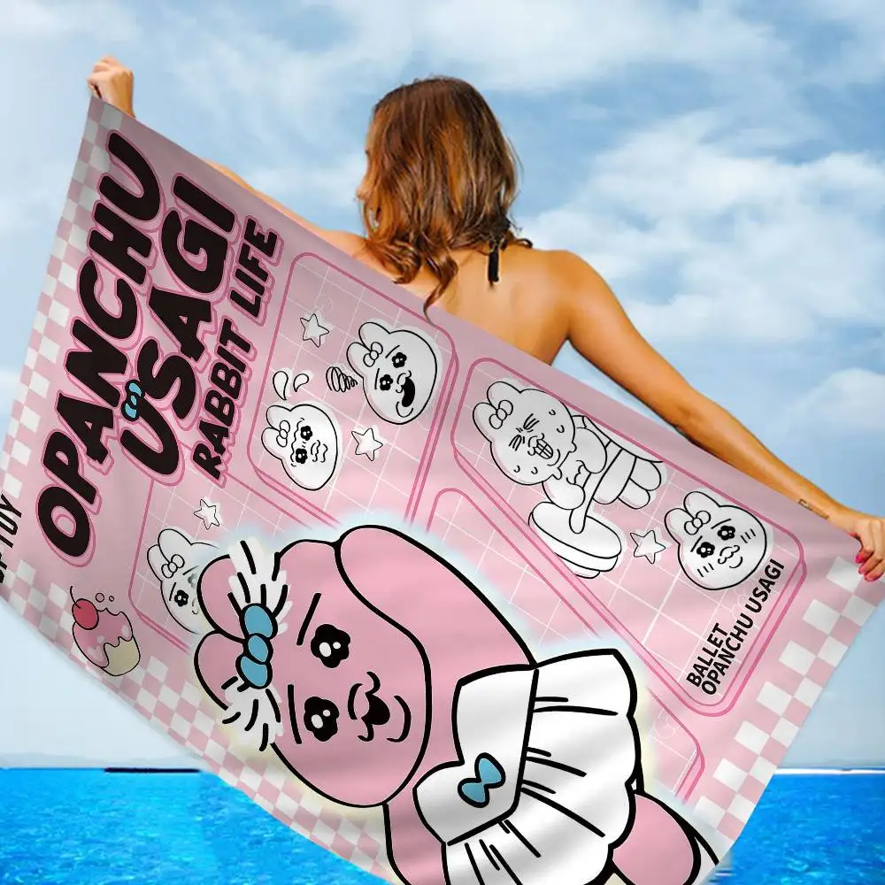 Cute O-Opanchu Usagi Microfiber Blanket Quick Drying Beach Towels Oversized Printing Super Absorbent Pool Towel Blanket
