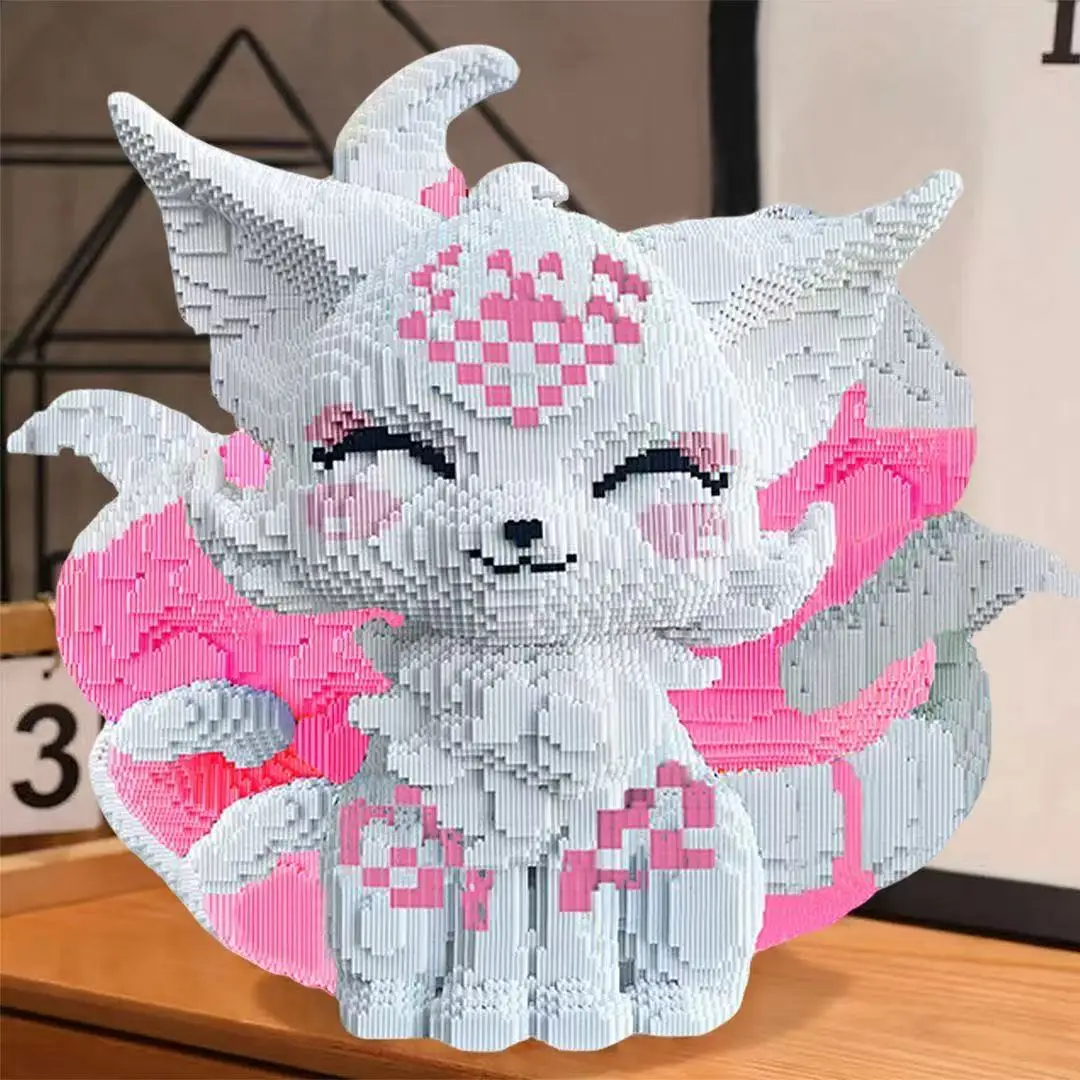 5648-Piece Girly Pink Nine-Tailed Fox Building Block Puzzle