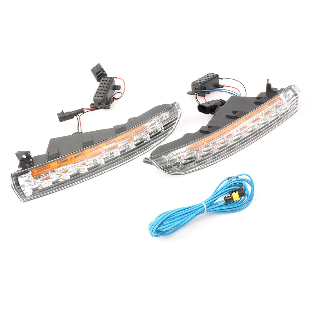 White/Amber Switchback LED Daytime Running Light Fog Lamp For Volkswagen Passat CC 2009 2010 2011 2012