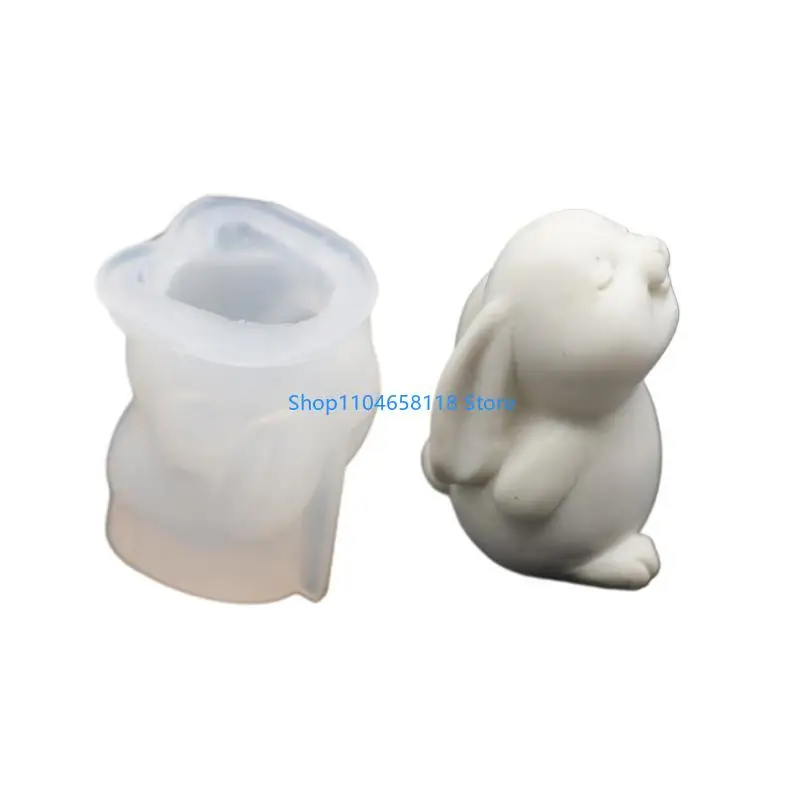 Easter Rabbit Silicone Moulds Reusable 3D Squinting Bunny Mold Non-Stick