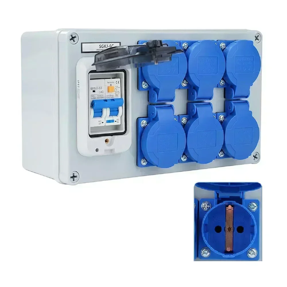 IP54 Wall Distributor 6-Pin Construction Power Distributor With 1P+N FI Switch  For Test Measurement Tool Accessory