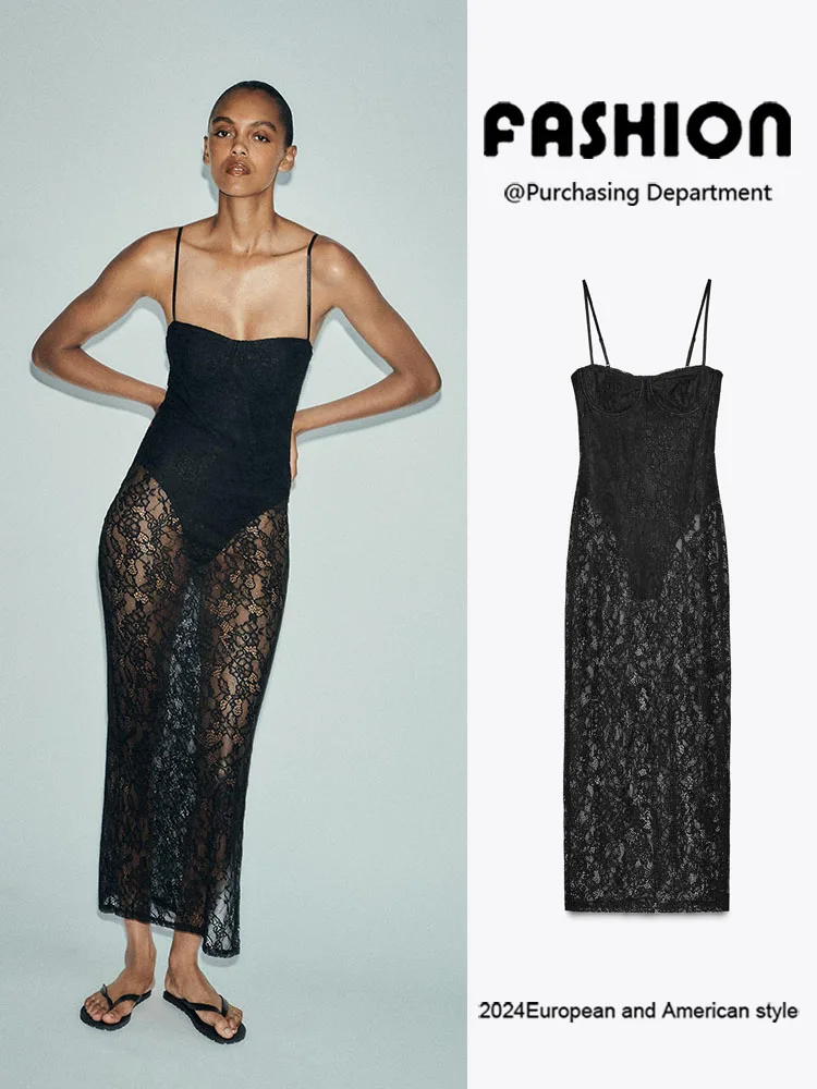 

Faionable Lace Bal Midi Dr ZA2025 Летняя новая женская длинная юбка с высокой талией Бальное платье Sle No Sve Wedding Dr