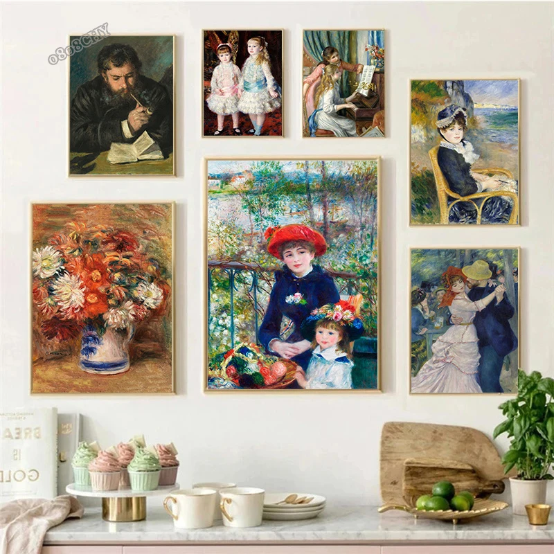 The Impressionists Auguste Renoir Art Canvas Prints Painting Bouquet Two Sisters Canvas Wall Art Posters Picture Home Decor