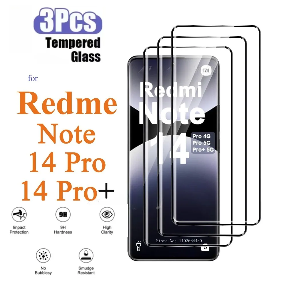 

3 шт. HD пленка для защиты экрана для Redmi Note 14 14 Pro 14 Pro+ закаленное стекло для Redmi Note 14S 9H чехол с защитой от царапин